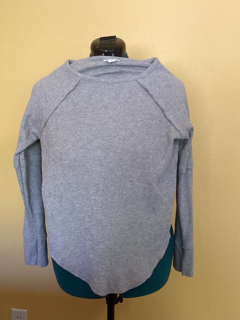 Caslon Light Gray Ribbed Long Sleeve Tee